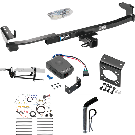 Fits 2005-2007 Mercury Montego Trailer Hitch Tow PKG w/ 6K Round Bar Weight Distribution Hitch w/ 2-5/16" Ball + Pin/Clip + Pro Series Pilot Brake Control + 7-Way RV Wiring By Reese Towpower