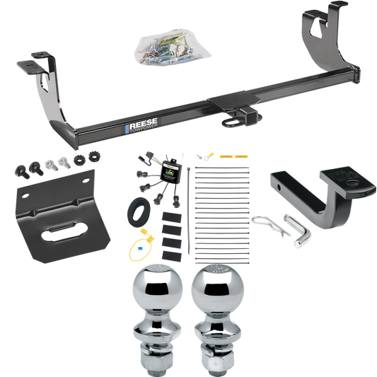 Fits 2010-2014 Volkswagen Golf Trailer Hitch Tow PKG w/ 4-Flat Zero Contact "No Splice" Wiring Harness + Draw-Bar + 1-7/8" + 2" Ball + Wiring Bracket (For 4 Dr. Hatchback, Except R Models) By Reese Towpower