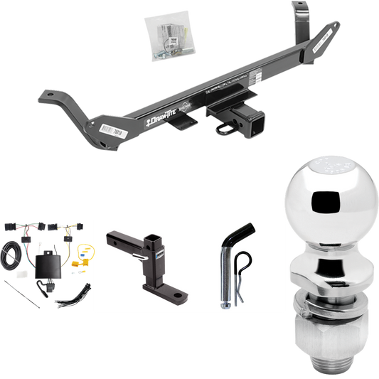 Fits 2020-2023 BMW X1 Trailer Hitch Tow PKG w/ 4-Flat Wiring Harness + Adjustable Drop Rise Ball Mount + Pin/Clip + 2" Ball By Draw-Tite