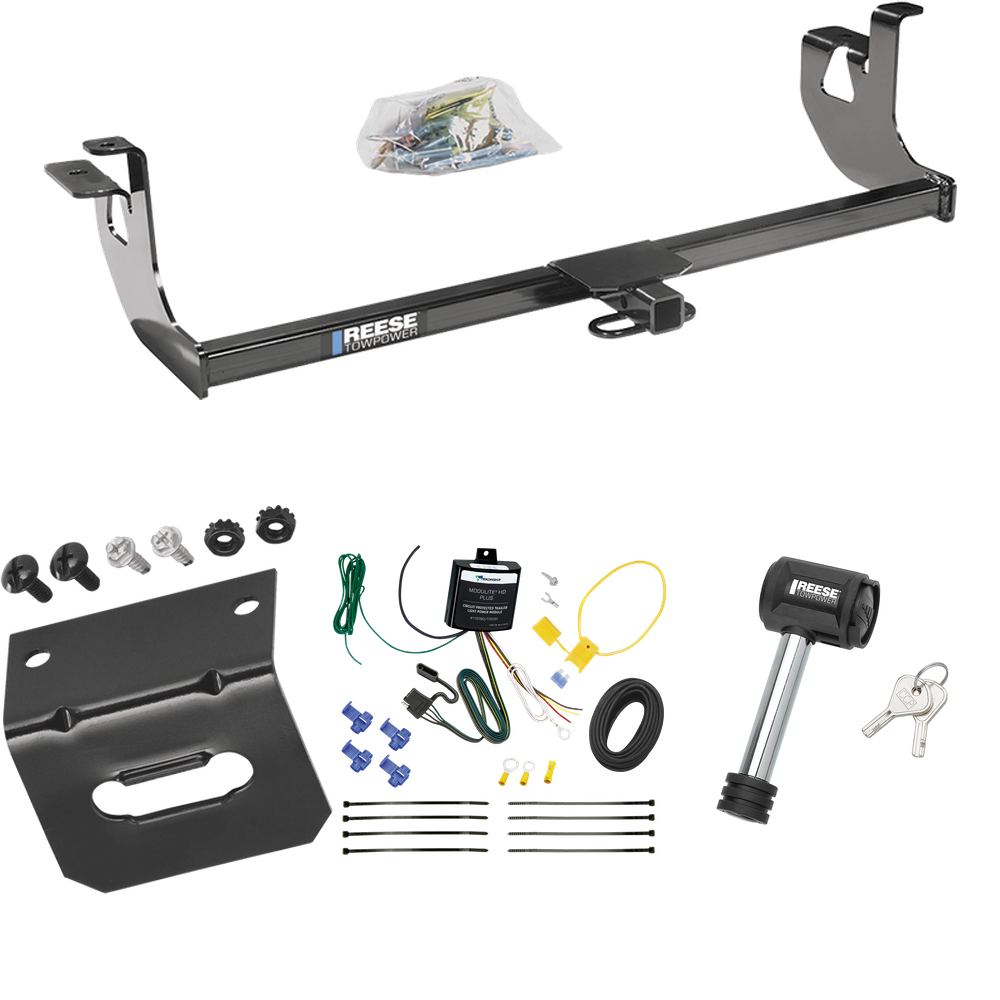 Fits 2010-2014 Volkswagen Golf Trailer Hitch Tow PKG w/ 4-Flat Wiring Harness + Wiring Bracket + Hitch Lock (For 4 Dr. Hatchback, Except R Models) By Reese Towpower