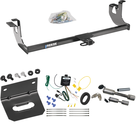 Fits 2006-2009 Volkswagen Rabbit Trailer Hitch Tow PKG w/ 4-Flat Wiring Harness + Wiring Bracket + Dual Hitch & Coupler Locks By Reese Towpower