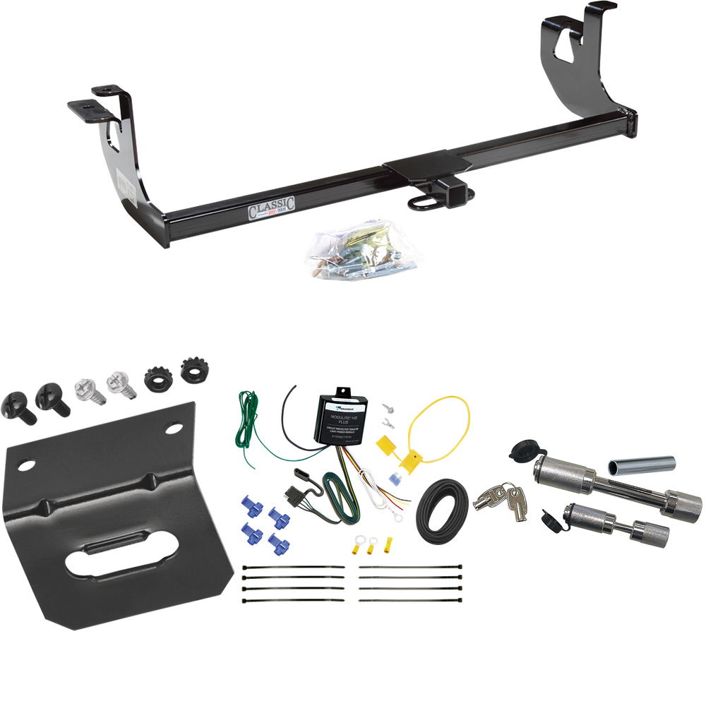 Fits 2006-2009 Volkswagen Rabbit Trailer Hitch Tow PKG w/ 4-Flat Wiring Harness + Wiring Bracket + Dual Hitch & Coupler Locks By Draw-Tite