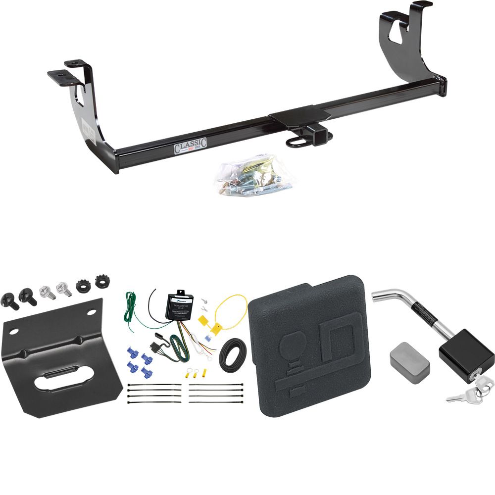 Fits 2006-2009 Volkswagen GTI Trailer Hitch Tow PKG w/ 4-Flat Wiring Harness + Hitch Cover + Hitch Lock (For 2 Dr. Hatchback Models) By Draw-Tite