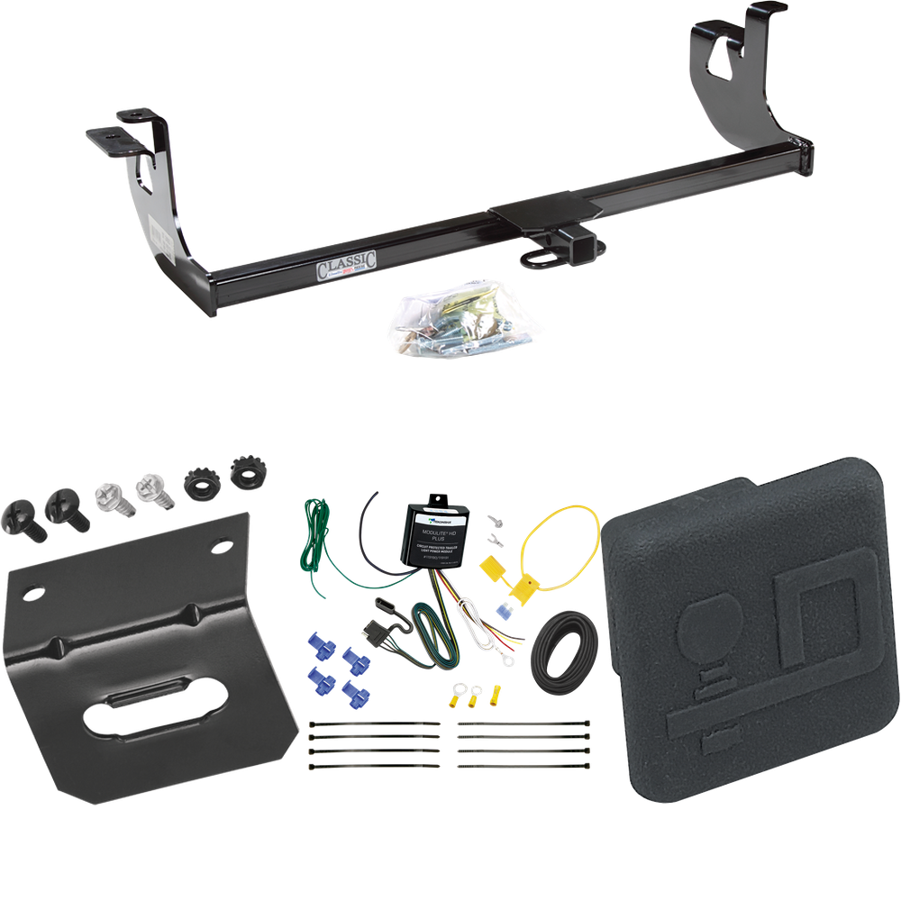 Se adapta al paquete de enganche de remolque Volkswagen Rabbit 2006-2009 con arnés de cableado plano de 4 + cubierta de enganche de Draw-Tite