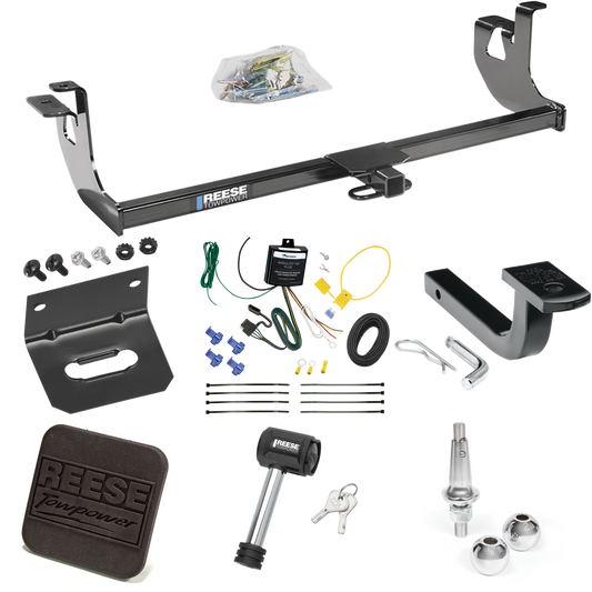 Fits 2006-2009 Volkswagen Rabbit Trailer Hitch Tow PKG w/ 4-Flat Wiring Harness + Draw-Bar + Interchangeable 1-7/8" & 2" Balls + Wiring Bracket + Hitch Cover + Hitch Lock By Reese Towpower