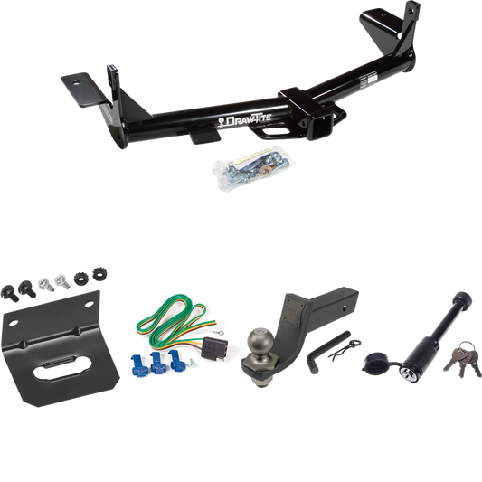 Fits 2006-2007 Mercury Mountaineer Trailer Hitch Tow PKG w/ 4-Flat Wiring + Interlock Tactical Starter Kit w/ 3-1/4" Drop & 2" Ball + Tactical Dogbone Lock + Wiring Bracket (For w/1-1/4" Receivers Models) By Draw-Tite