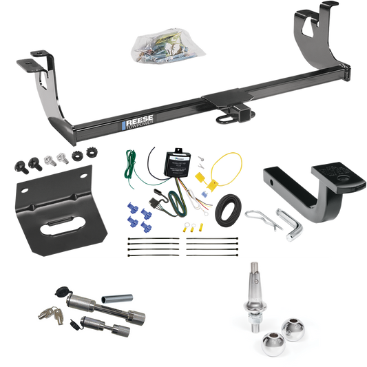 Fits 2010-2014 Volkswagen Golf Trailer Hitch Tow PKG w/ 4-Flat Wiring Harness + Draw-Bar + Interchangeable 1-7/8" & 2" Balls + Wiring Bracket + Dual Hitch & Coupler Locks (For 4 Dr. Hatchback, Except R Models) By Reese Towpower