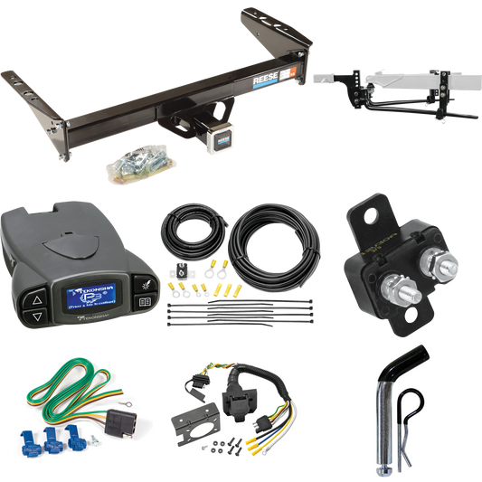 Fits 1987-1994 Dodge Dakota Trailer Hitch Tow PKG w/ 8K Round Bar Weight Distribution Hitch w/ 2-5/16" Ball + Pin/Clip + Tekonsha Prodigy P3 Brake Control + 7-Way RV Wiring By Reese Towpower