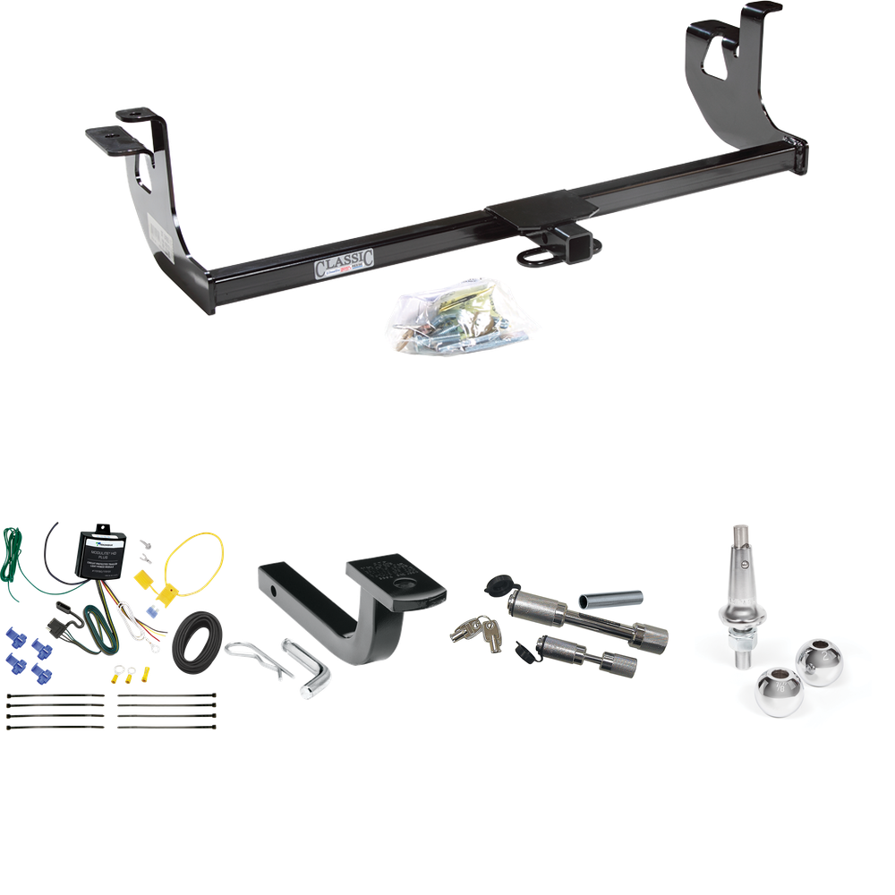 Fits 2010-2013 Volkswagen Golf Trailer Hitch Tow PKG w/ 4-Flat Wiring Harness + Draw-Bar + Interchangeable 1-7/8" & 2" Balls + Dual Hitch & Coupler Locks (For 2 Dr. Hatchback, Except R Models) By Draw-Tite