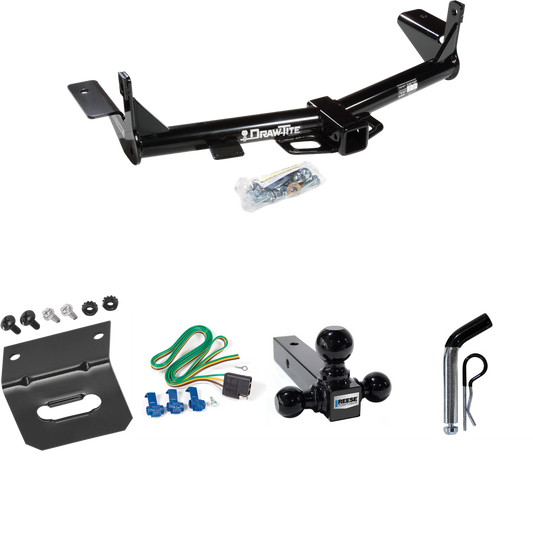 Fits 2006-2007 Mercury Mountaineer Trailer Hitch Tow PKG w/ 4-Flat Wiring Harness + Triple Ball Ball Mount 1-7/8" & 2" & 2-5/16" Trailer Balls + Pin/Clip + Wiring Bracket (For w/1-1/4" Receivers Models) By Draw-Tite