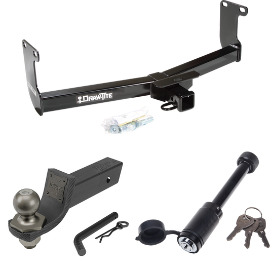 Fits 2005-2010 Dodge Dakota Trailer Hitch Tow PKG + Interlock Tactical Starter Kit w/ 2" Drop & 2" Ball + Tactical Dogbone Lock By Draw-Tite