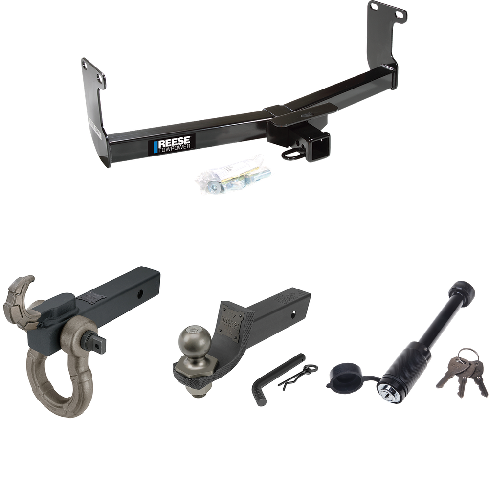 Fits 2011-2011 RAM Dakota Trailer Hitch Tow PKG + Interlock Tactical Starter Kit w/ 2" Drop & 2" Ball + Tactical Hook & Shackle Mount + Tactical Dogbone Lock By Reese Towpower