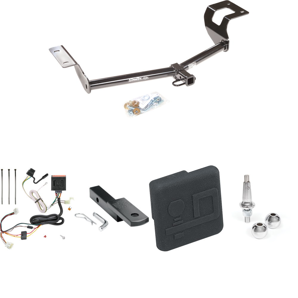 Fits 2012-2016 Honda CR-V Trailer Hitch Tow PKG w/ 4-Flat Wiring Harness + Draw-Bar + Interchangeable 1-7/8" & 2" Balls + Hitch Cover By Draw-Tite