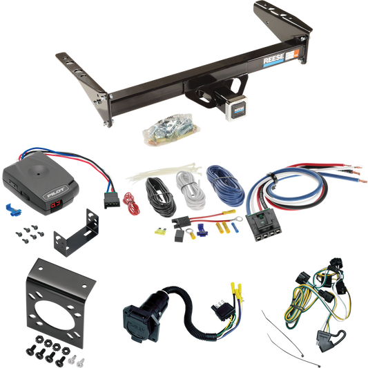 Se adapta al paquete de enganche de remolque Dodge Dakota 1995-1996 con control de freno piloto serie Pro + adaptador de cableado BC genérico + cableado RV de 7 vías de Reese Towpower