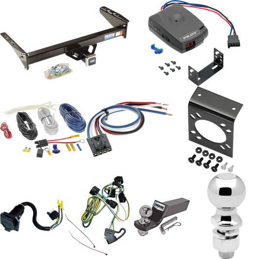 Se adapta al paquete de enganche de remolque Dodge Dakota 1995-1996 con control de freno piloto serie Pro + adaptador de cableado BC genérico + cableado RV de 7 vías + soporte de bola y caída de 2" y 2-5/16" de Reese Towpower