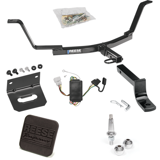 Fits 2007-2011 Honda CR-V Trailer Hitch Tow PKG w/ 4-Flat Wiring Harness + Draw-Bar + Interchangeable 1-7/8" & 2" Balls + Wiring Bracket + Hitch Cover By Reese Towpower