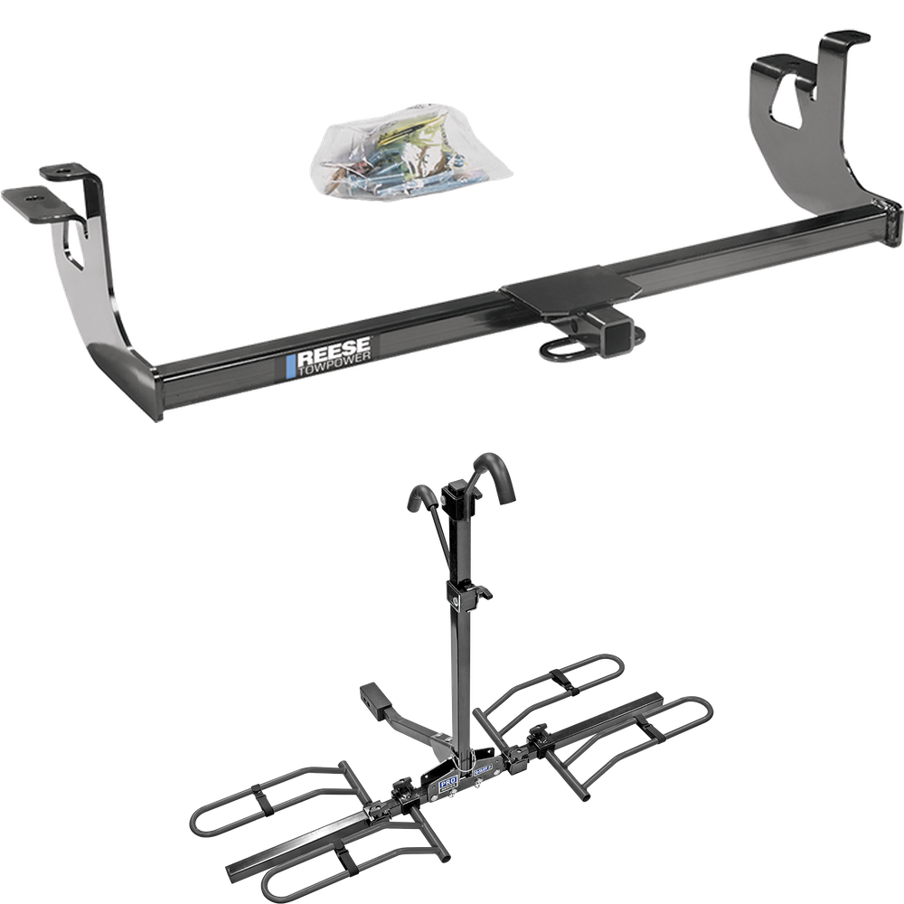 Fits 2006-2009 Volkswagen Rabbit Trailer Hitch Tow PKG w/ 2 Bike Carrier Platform Rack By Reese Towpower