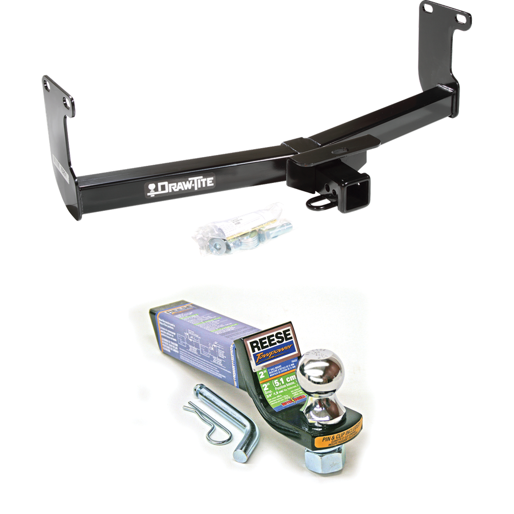 Fits 2006-2009 Mitsubishi Raider Trailer Hitch Tow PKG w/ Starter Kit Ball Mount w/ 2" Drop & 1-7/8" Ball By Draw-Tite