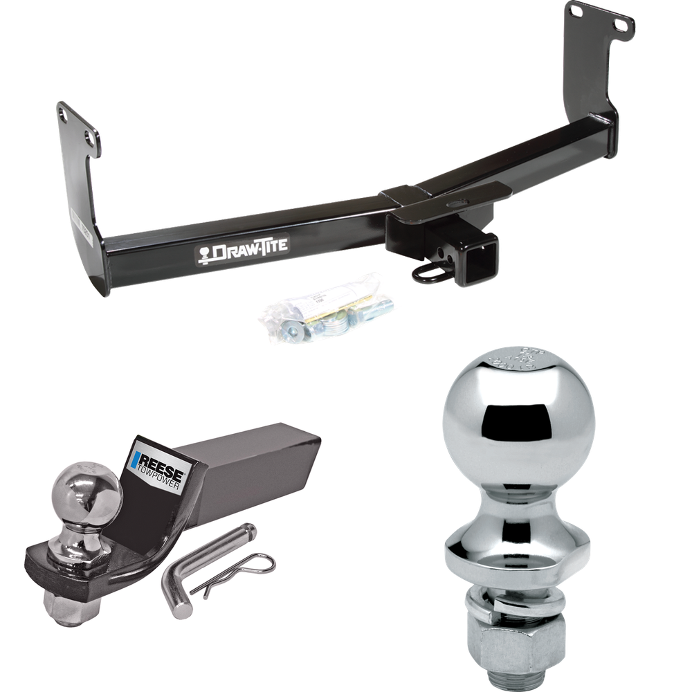 Fits 2006-2009 Mitsubishi Raider Trailer Hitch Tow PKG w/ Starter Kit Ball Mount w/ 2" Drop & 2" Ball + 1-7/8" Ball By Draw-Tite