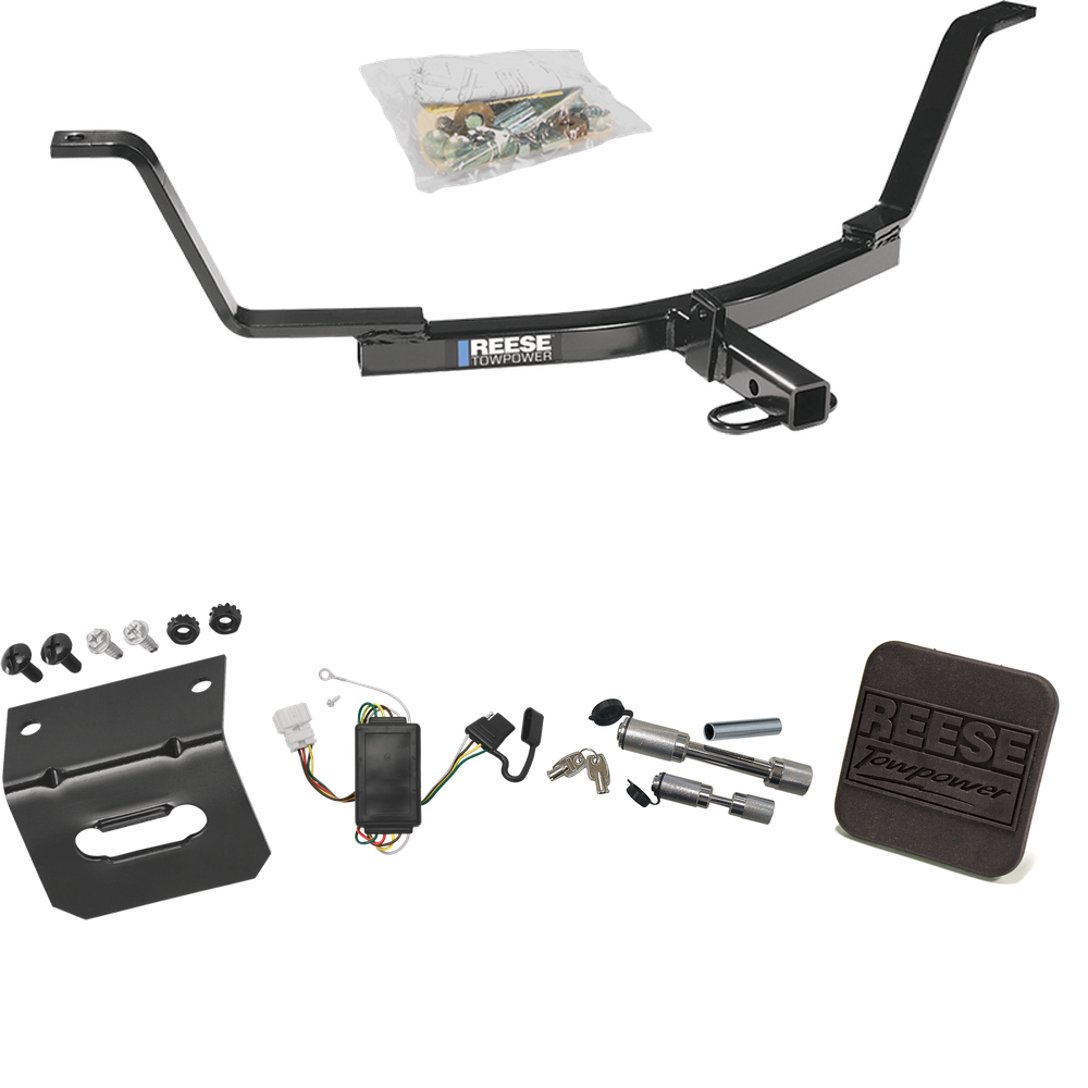 Fits 2007-2011 Honda CR-V Trailer Hitch Tow PKG w/ 4-Flat Wiring Harness + Hitch Cover + Dual Hitch & Coupler Locks By Reese Towpower