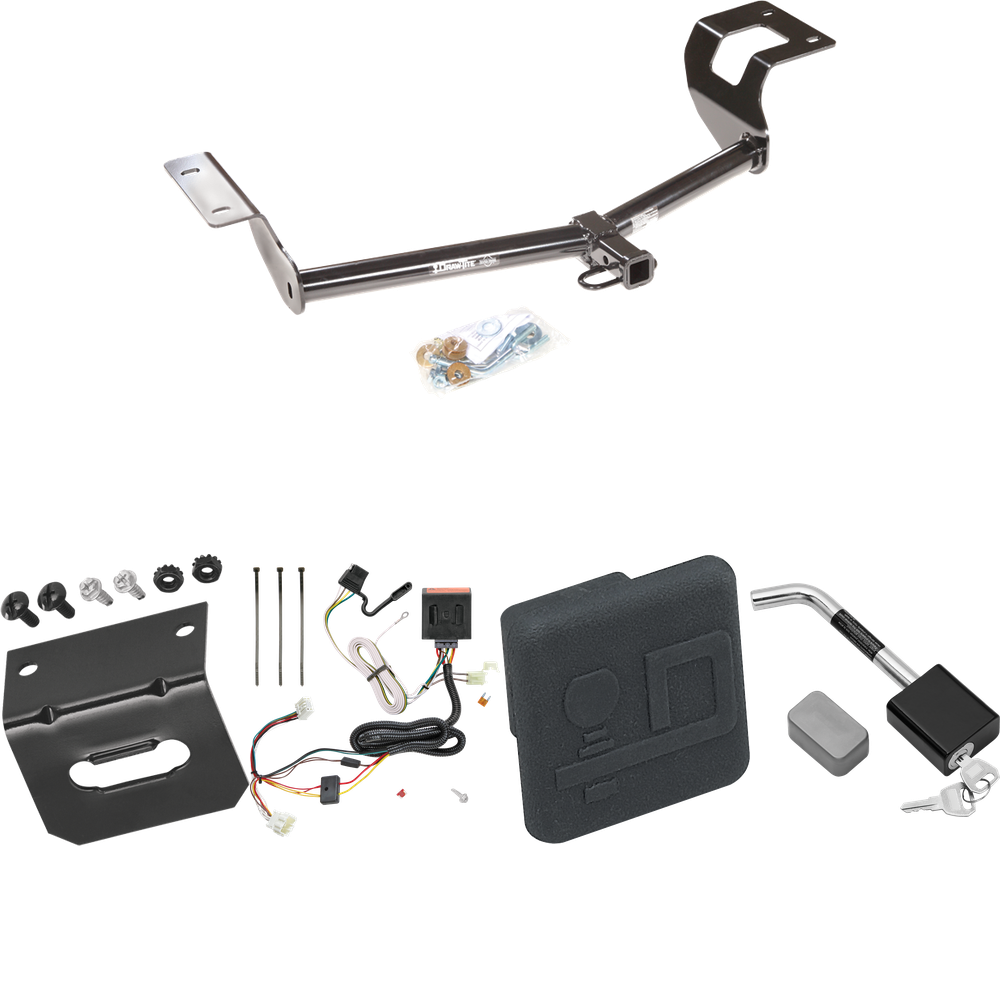 Fits 2012-2016 Honda CR-V Trailer Hitch Tow PKG w/ 4-Flat Wiring Harness + Hitch Cover + Hitch Lock By Draw-Tite