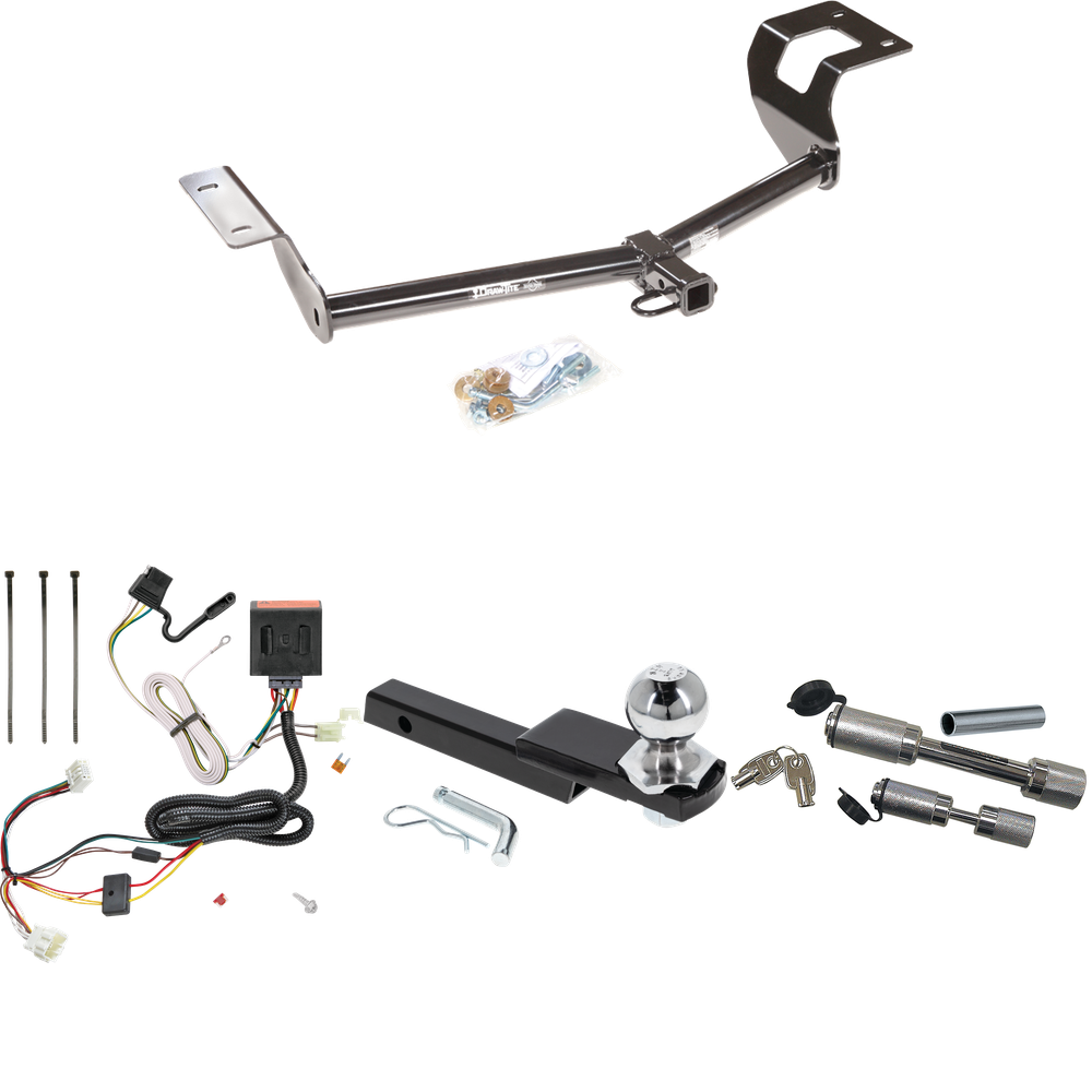 Se adapta al paquete de enganche de remolque Honda CR-V 2012-2016 con arnés de cableado plano de 4 + kit de inicio de enclavamiento con bola de 2", caída de 1-1/4" y elevación de 3/4" + enganche doble y bloqueos de acoplador de Draw-Tite