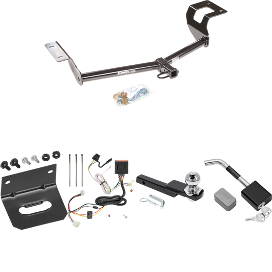 Se adapta al paquete de enganche de remolque Honda CR-V 2012-2016 con arnés de cableado plano de 4 + kit de inicio de enclavamiento con bola de 2", caída de 1-1/4" y elevación de 3/4" + soporte de cableado + bloqueo de enganche de Draw-Tite