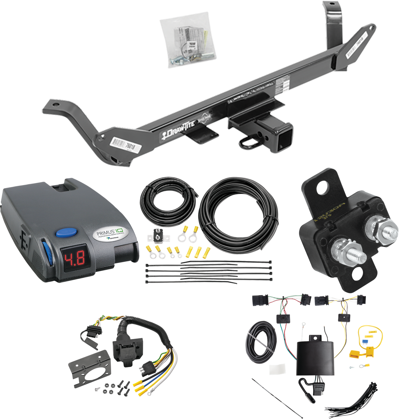 Fits 2020-2023 BMW X1 Trailer Hitch Tow PKG w/ Tekonsha Primus IQ Brake Control + 7-Way RV Wiring By Draw-Tite