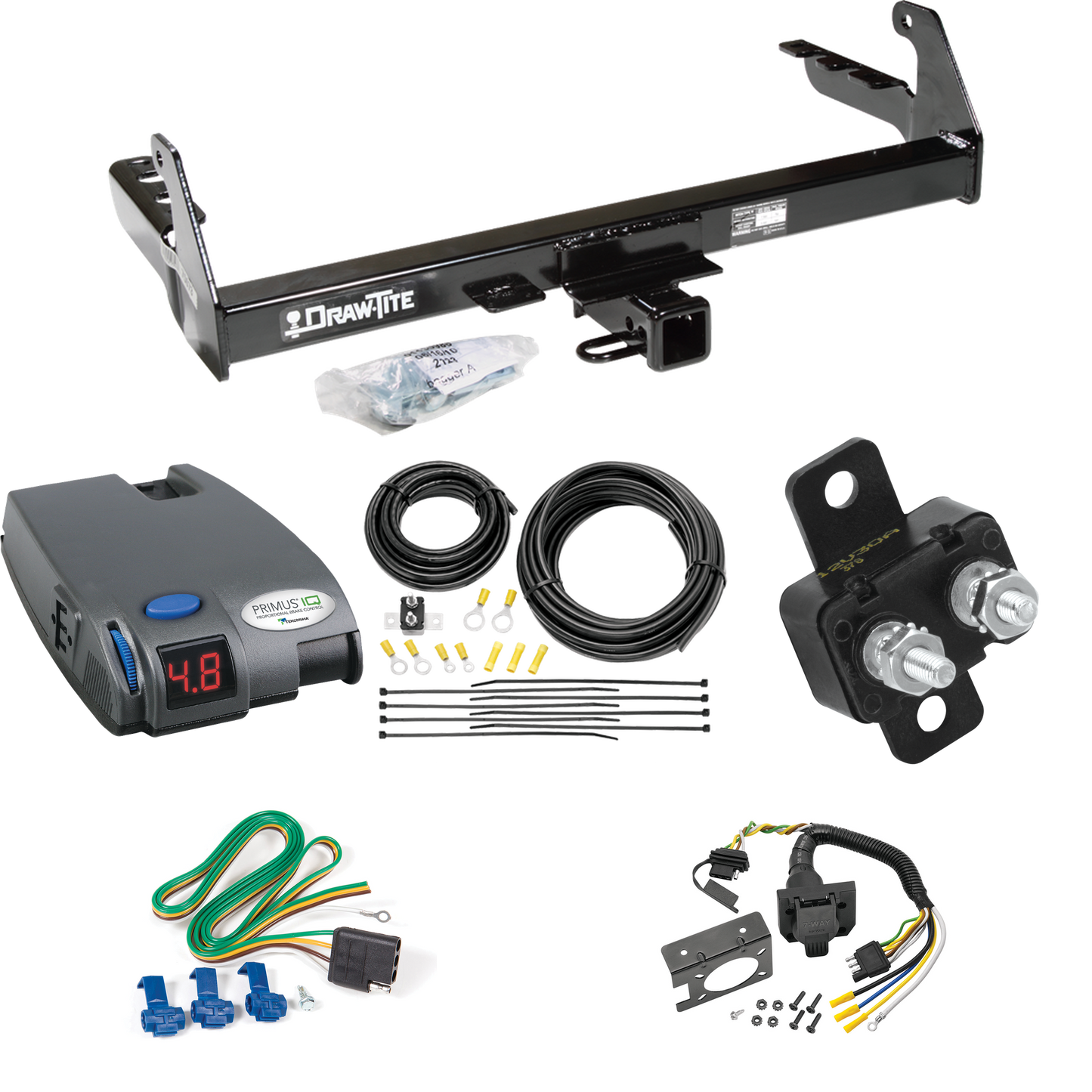 Se adapta al paquete de enganche de remolque Dodge Dakota 1987-1994 con control de freno Tekonsha Primus IQ + cableado RV de 7 vías de Draw-Tite