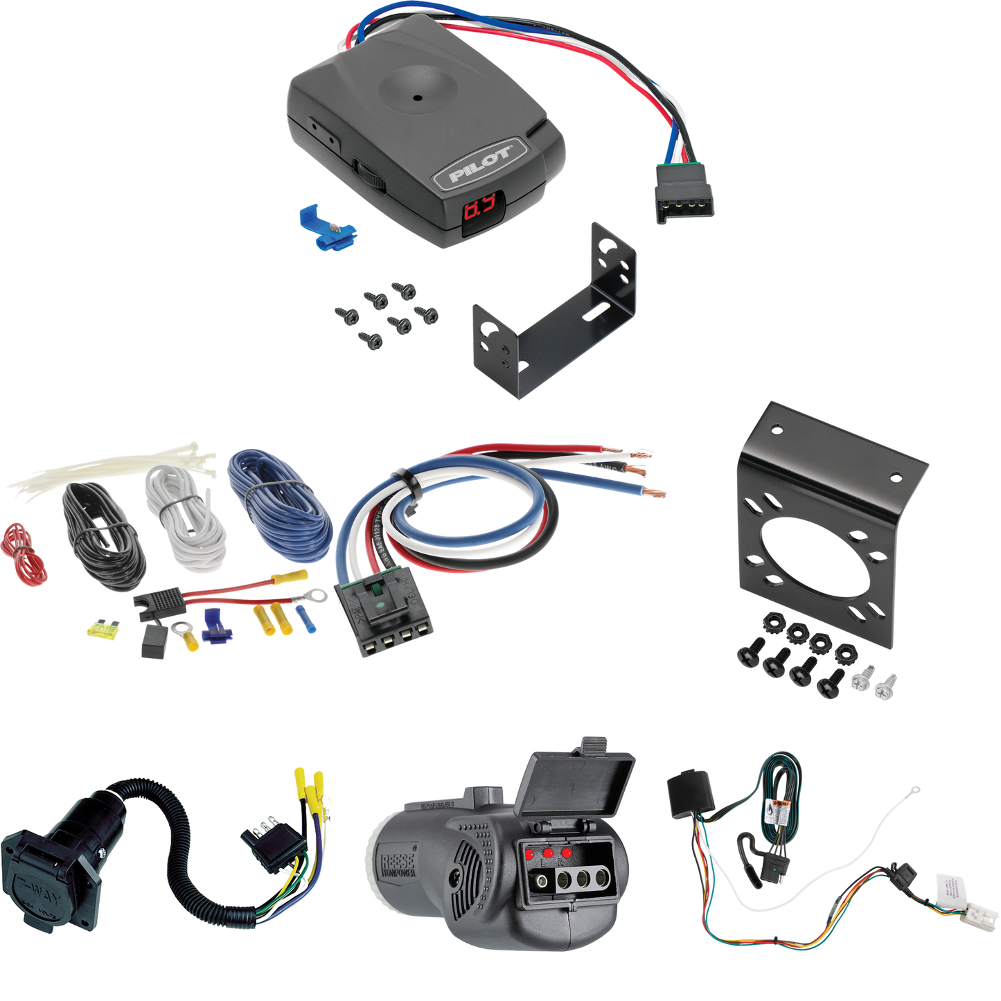 Fits 2022-2023 Mitsubishi Eclipse Cross 7-Way RV Wiring + Pro Series Pilot Brake Control + Generic BC Wiring Adapter + 2 in 1 Tester & 7-Way to 4-Way Adapter By Tekonsha