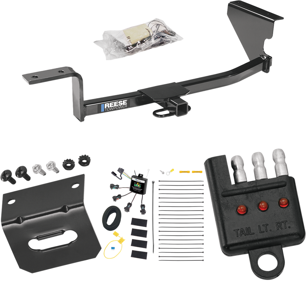 Fits 2007-2010 Volkswagen Passat Trailer Hitch Tow PKG w/ 4-Flat Zero Contact "No Splice" Wiring + Bracket + Tester (For Wagon, Except 4 Motion Models) By Reese Towpower