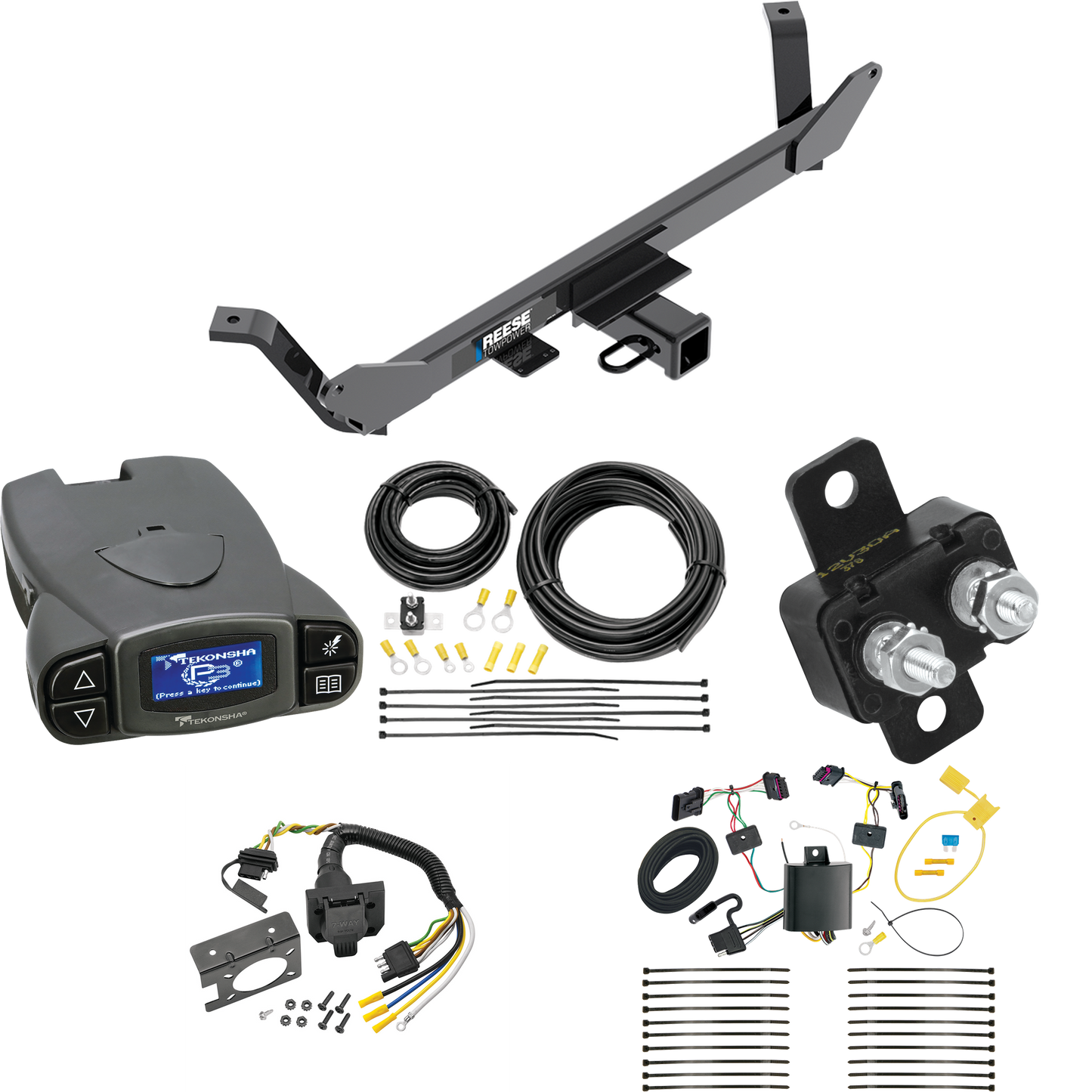 Fits 2016-2019 BMW X1 Trailer Hitch Tow PKG w/ Tekonsha Prodigy P3 Brake Control + 7-Way RV Wiring By Reese Towpower