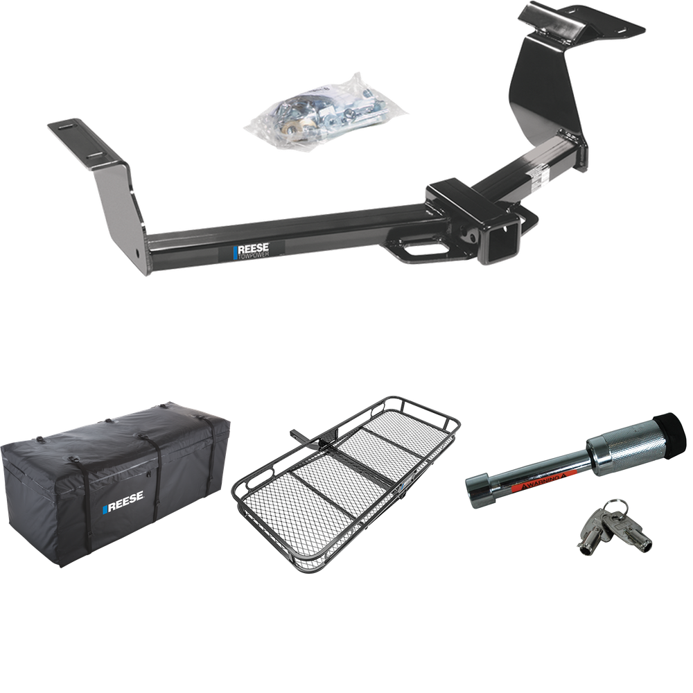 Fits 2002-2006 Honda CR-V Trailer Hitch Tow PKG w/ 60" x 24" Cargo Carrier + Cargo Bag + Hitch Lock By Reese Towpower