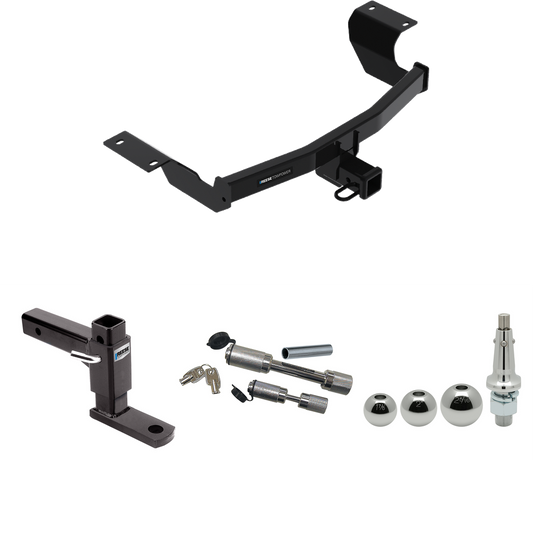 Fits 2017-2022 Honda CR-V Trailer Hitch Tow PKG w/ Adjustable Drop Rise Ball Mount + Dual Hitch & Copler Locks + Inerchangeable 1-7/8" & 2" & 2-5/16" Balls By Reese Towpower