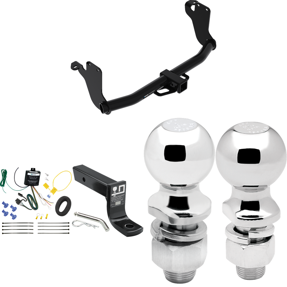 Fits 2018-2021 Mitsubishi Eclipse Cross Trailer Hitch Tow PKG w/ 4-Flat Wiring + Ball Mount w/ 4" Drop + 2" Ball + 2-5/16" Ball By Reese Towpower