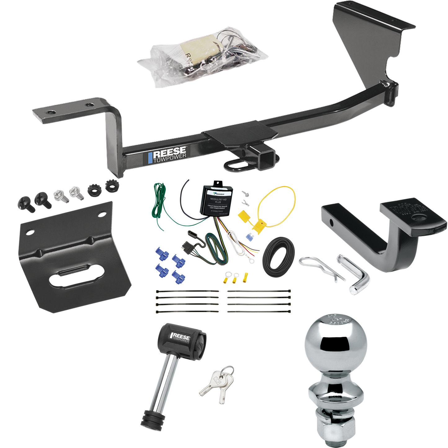 Fits 2009-2012 Volkswagen CC Trailer Hitch Tow PKG w/ 4-Flat Wiring Harness + Draw-Bar + 2" Ball + Wiring Bracket + Hitch Lock (Excludes: 4 Motion Models) By Reese Towpower