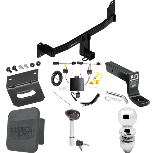 Se adapta al paquete de enganche de remolque BMW X2 2018-2023 con cableado plano de 4 + soporte de bola con caída de 4" + bola de 2" + soporte de cableado + bloqueo de enganche + cubierta de enganche de Reese Towpower