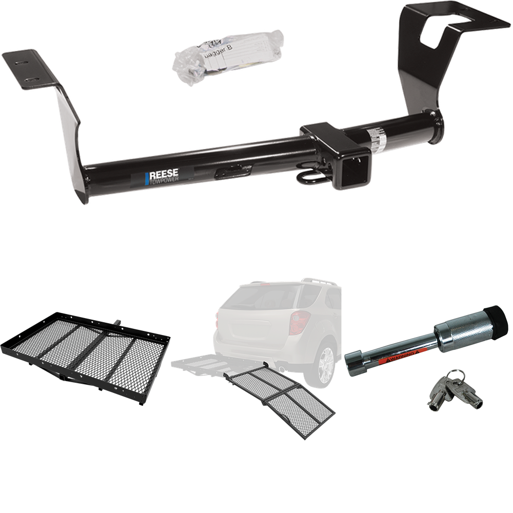 Fits 2007-2011 Honda CR-V Trailer Hitch Tow PKG w/ Cargo Carrier + Bi-Fold Ramp + Hitch Lock By Reese Towpower