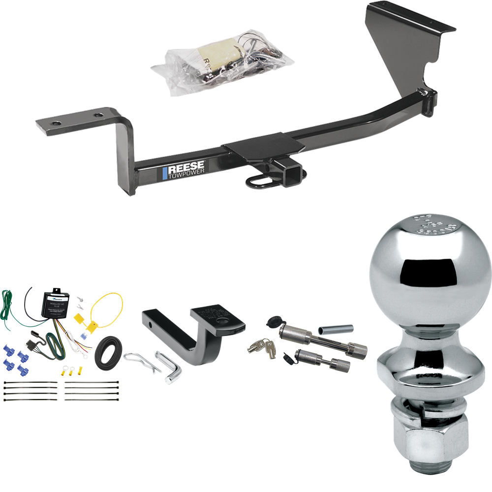 Para paquete de remolque con enganche de remolque Volkswagen CC 2009-2012 con arnés de cableado plano de 4 + barra de tracción + bola de 2" + enganche doble y cerraduras de acoplador (excluye: 4 modelos de movimiento) de Reese Towpower