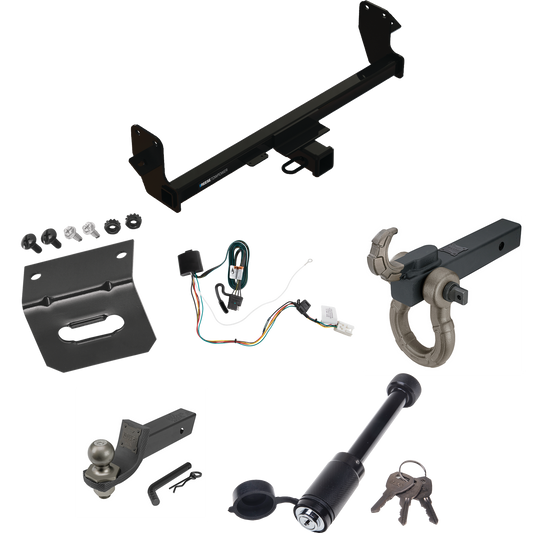 Fits 2022-2023 Mitsubishi Eclipse Cross Trailer Hitch Tow PKG w/ 4-Flat Wiring + Interlock Tactical Starter Kit w/ 2" Drop & 2" Ball + Tactical Hook & Shackle Mount + Tactical Dogbone Lock + Wiring Bracket By Reese Towpower