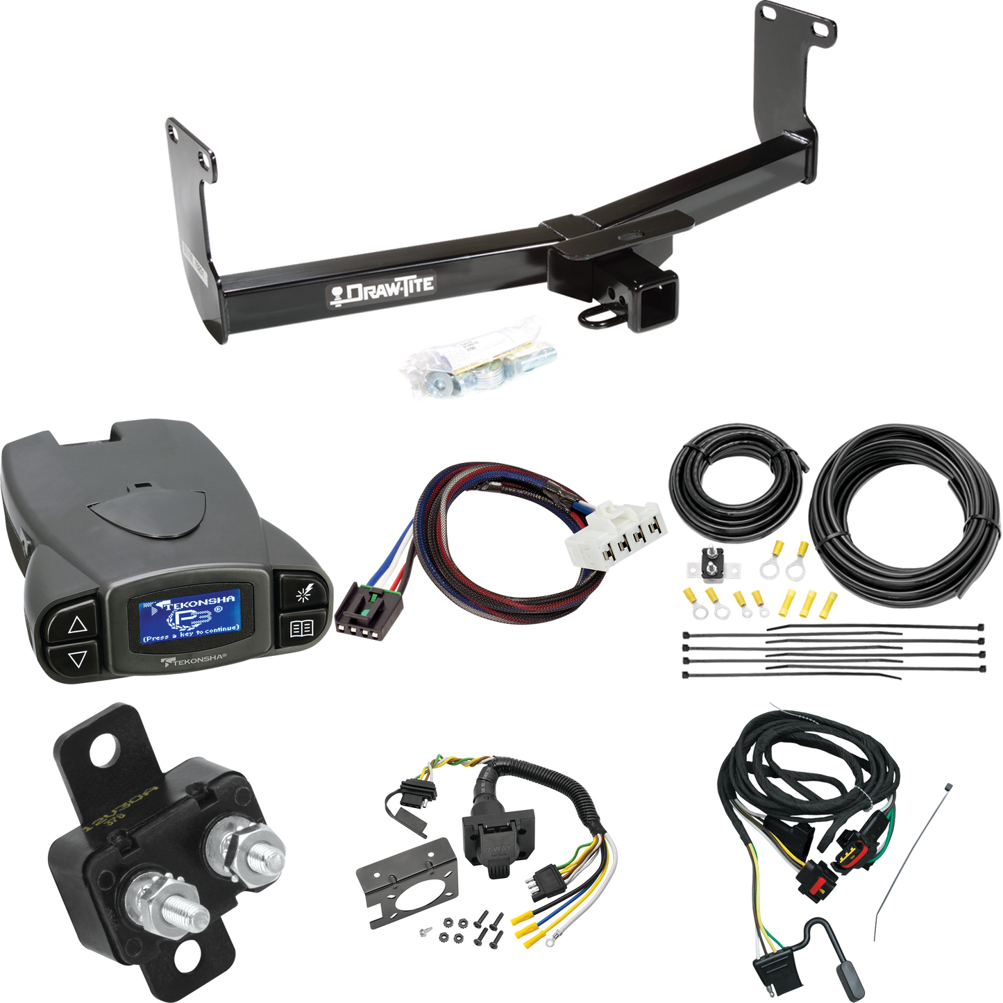 Fits 2011-2011 RAM Dakota Trailer Hitch Tow PKG w/ Tekonsha Prodigy P3 Brake Control + Plug & Play BC Adapter + 7-Way RV Wiring By Draw-Tite