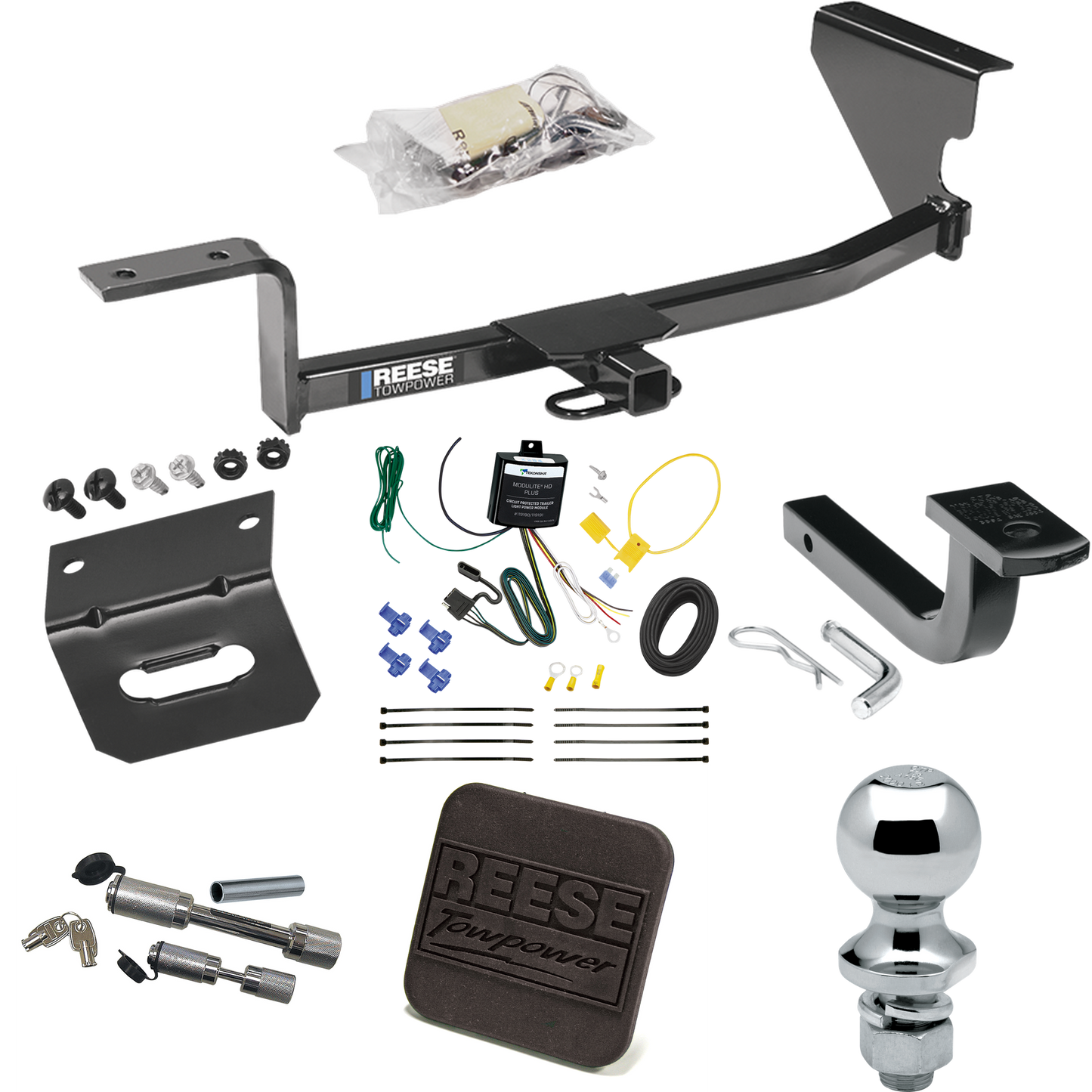 Fits 2006-2010 Volkswagen Passat Trailer Hitch Tow PKG w/ 4-Flat Wiring Harness + Draw-Bar + 1-7/8" Ball + Wiring Bracket + Hitch Cover + Dual Hitch & Coupler Locks (For Sedan Models) By Reese Towpower