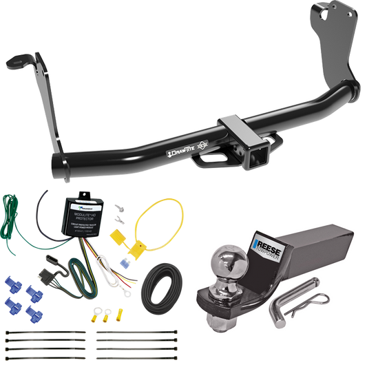 Fits 2018-2021 Mitsubishi Eclipse Cross Trailer Hitch Tow PKG w/ 4-Flat Wiring + Starter Kit Ball Mount w/ 2" Drop & 2" Ball By Draw-Tite