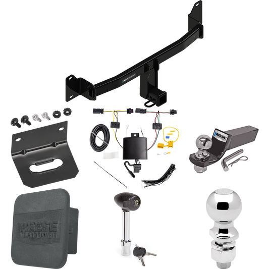 Fits 2018-2023 BMW X2 Trailer Hitch Tow PKG w/ 4-Flat Wiring + Starter Kit Ball Mount w/ 2" Drop & 2" Ball + 2-5/16" Ball + Wiring Bracket + Hitch Lock + Hitch Cover By Reese Towpower