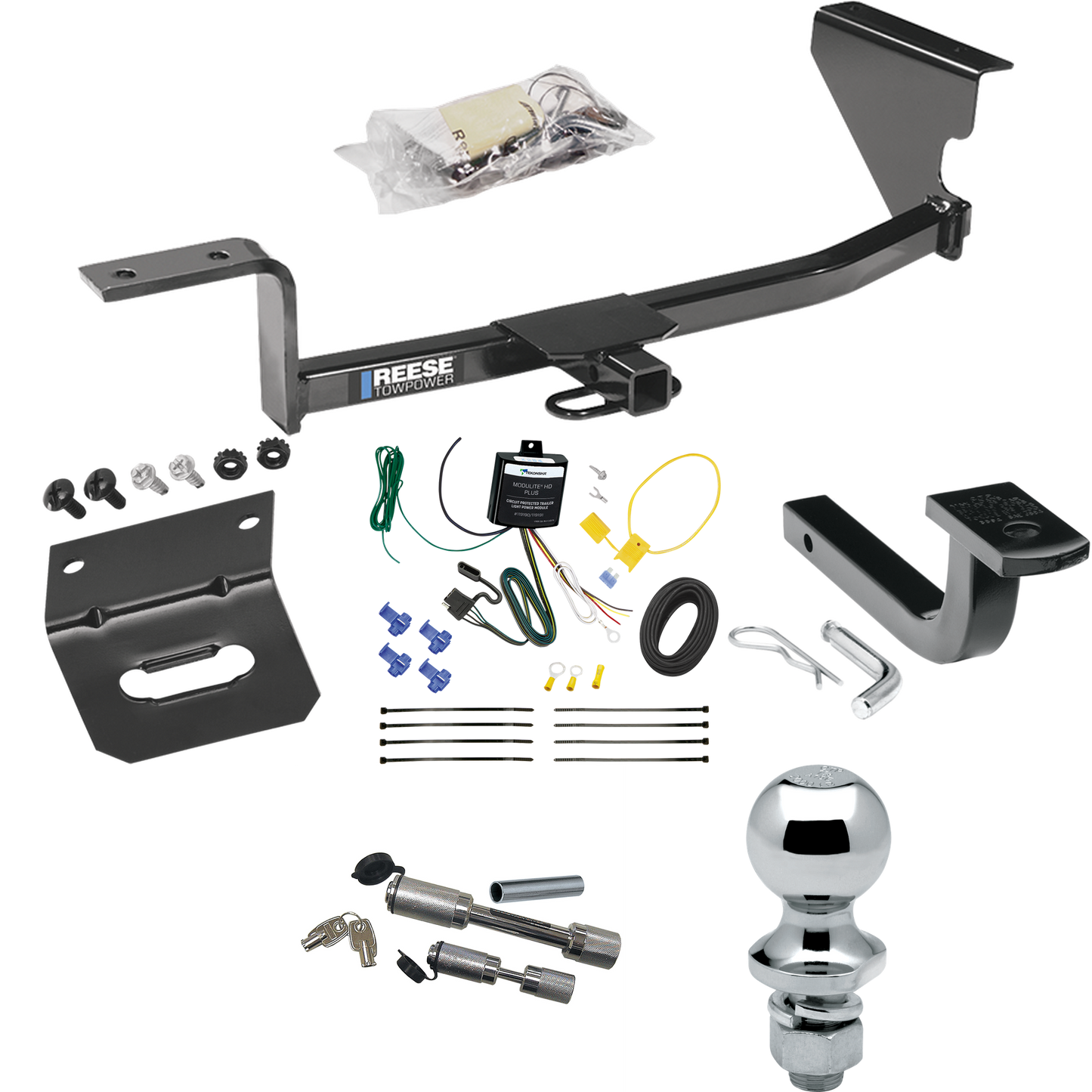 Fits 2009-2012 Volkswagen CC Trailer Hitch Tow PKG w/ 4-Flat Wiring Harness + Draw-Bar + 1-7/8" Ball + Wiring Bracket + Dual Hitch & Coupler Locks (Excludes: 4 Motion Models) By Reese Towpower