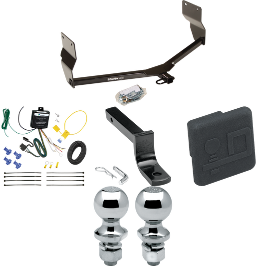 Fits 2013-2016 Dodge Dart Trailer Hitch Tow PKG w/ 4-Flat Wiring Harness + Draw-Bar + 1-7/8" + 2" Ball + Hitch Cover By Draw-Tite