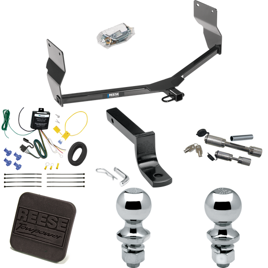 Fits 2013-2016 Dodge Dart Trailer Hitch Tow PKG w/ 4-Flat Wiring Harness + Draw-Bar + 1-7/8" + 2" Ball + Hitch Cover + Dual Hitch & Coupler Locks By Reese Towpower