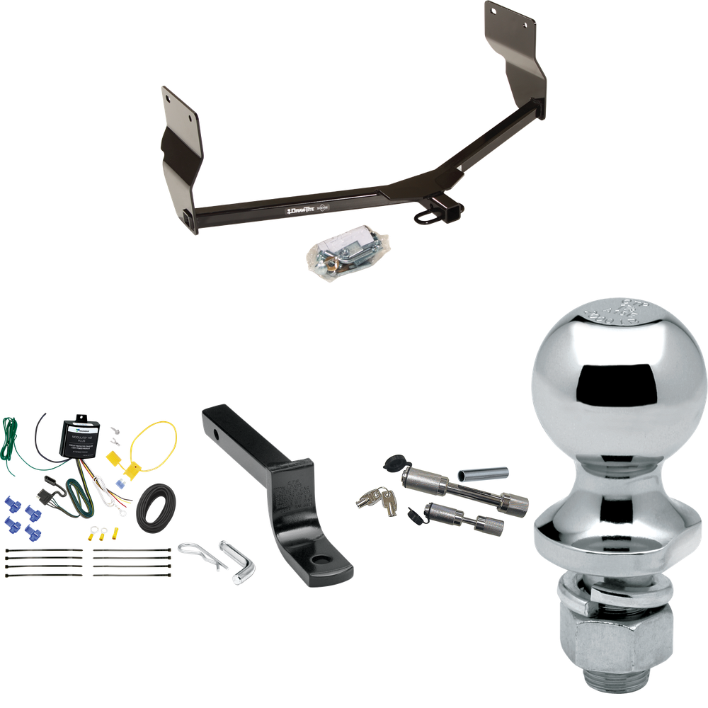 Fits 2013-2016 Dodge Dart Trailer Hitch Tow PKG w/ 4-Flat Wiring Harness + Draw-Bar + 1-7/8" Ball + Dual Hitch & Coupler Locks By Draw-Tite