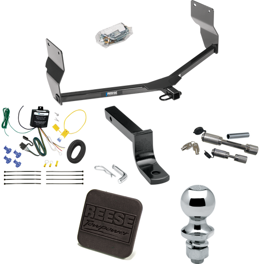 Fits 2013-2016 Dodge Dart Trailer Hitch Tow PKG w/ 4-Flat Wiring Harness + Draw-Bar + 1-7/8" Ball + Hitch Cover + Dual Hitch & Coupler Locks By Reese Towpower