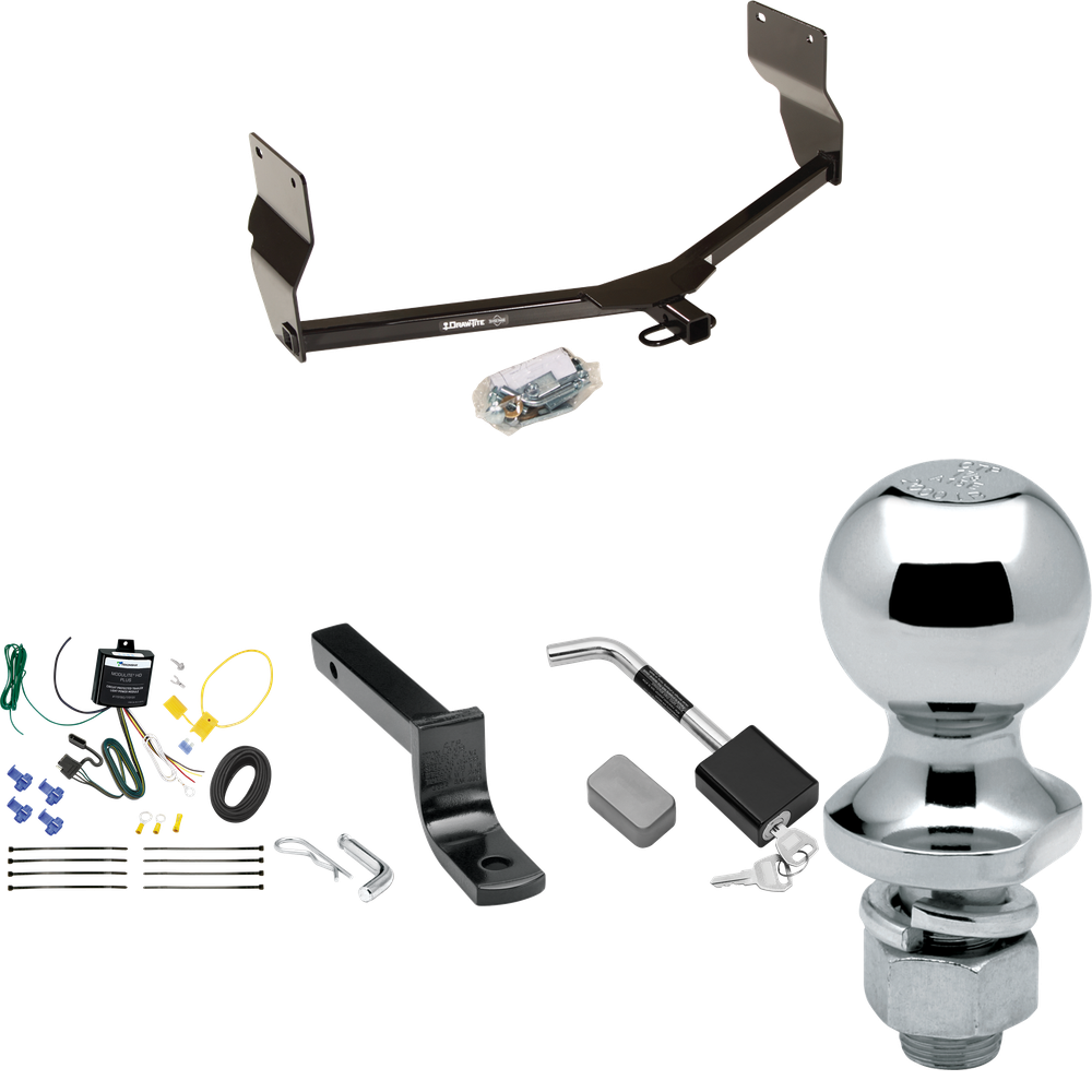 Fits 2013-2016 Dodge Dart Trailer Hitch Tow PKG w/ 4-Flat Wiring Harness + Draw-Bar + 1-7/8" Ball + Hitch Lock By Draw-Tite